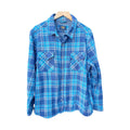 Lee Regular Fit Flannel Shirt Mens Large Blue Plaid Button Down Cotton