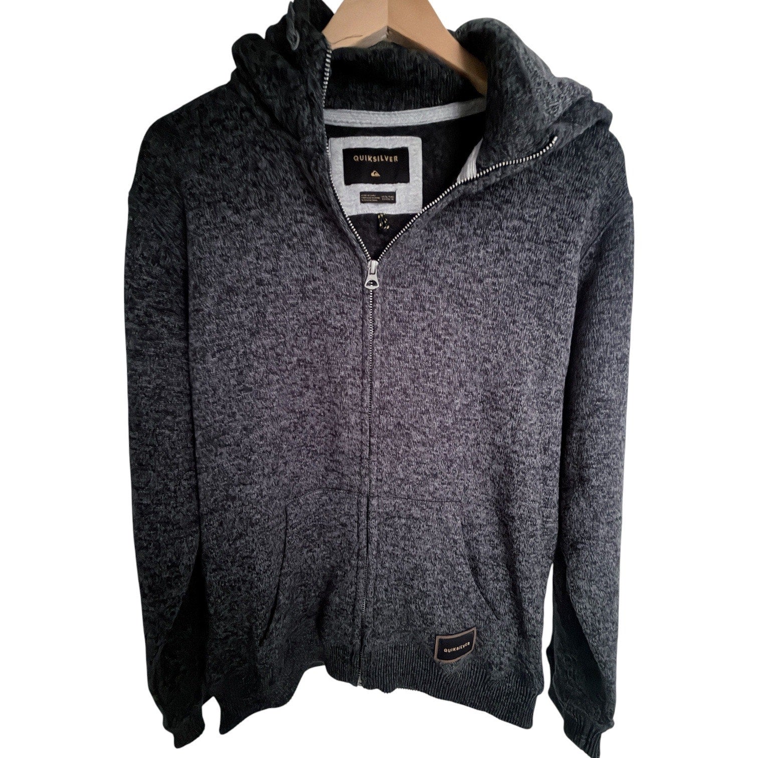 Quiksilver Full Zip Knit Hoodie Mens XL Gray