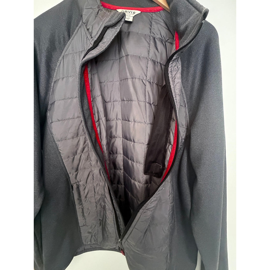 Orvis Quilted Hybrid Jacket Mens XL Gray Full Zip Performance Outdoor