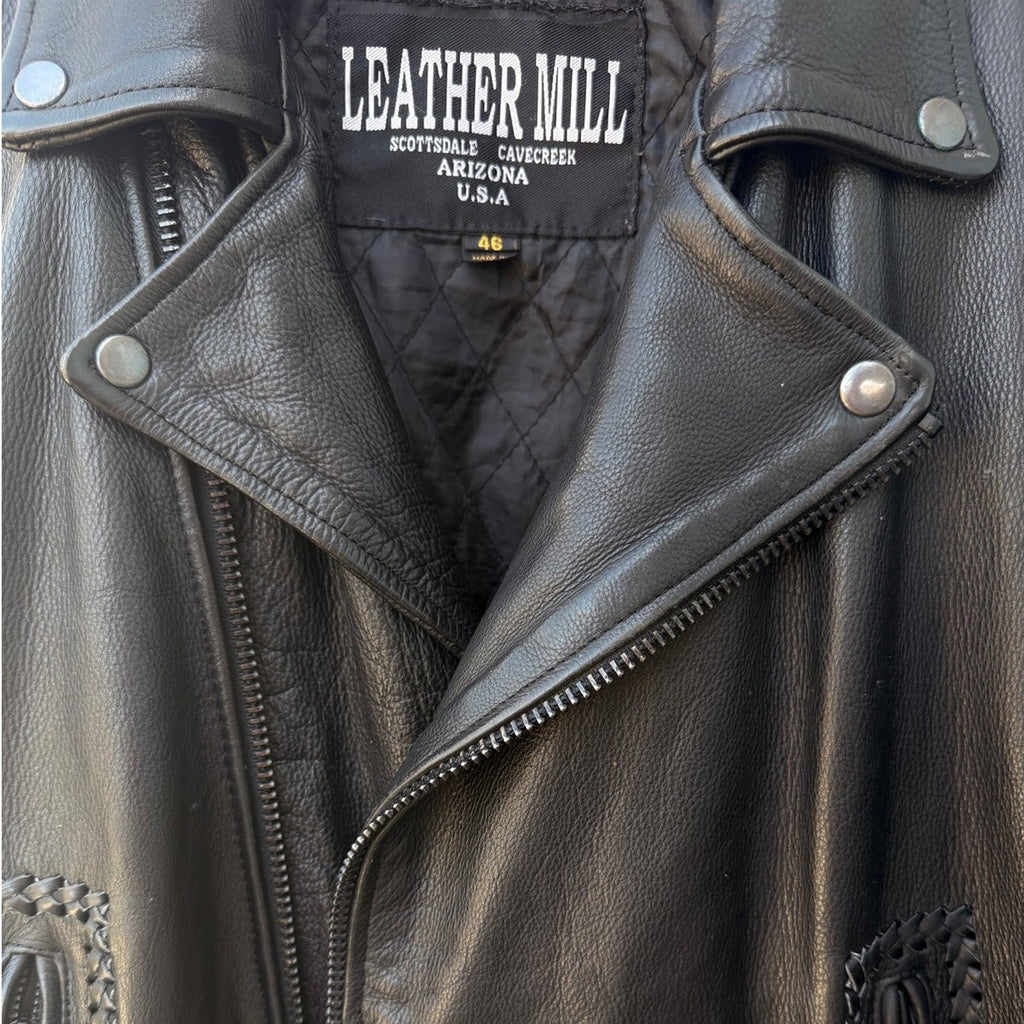 Leather Mill Western Biker Leather Jacket Mens 46 - product photo 4