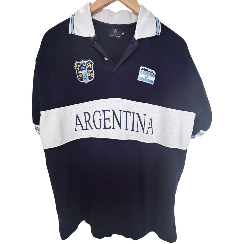 Argentina Polo Shirt Mens XL Rugby Style Short Sleeve Argentina Graphic Navy
