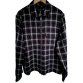 AllSaints Plaid Zip Front Overshirt Jacket Mens Large Black Gray