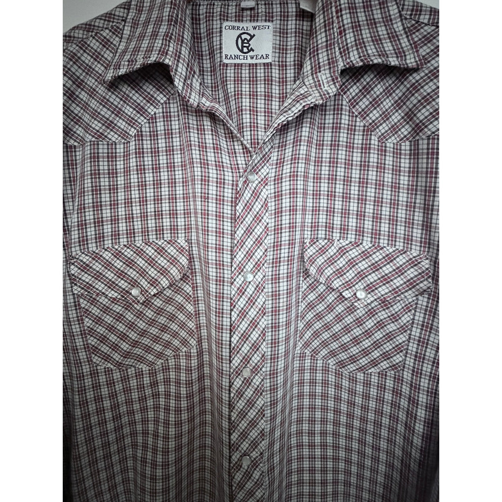 Corral West Ranchwear Plaid Pearl Snap Western Shirt Mens Large Cowboy