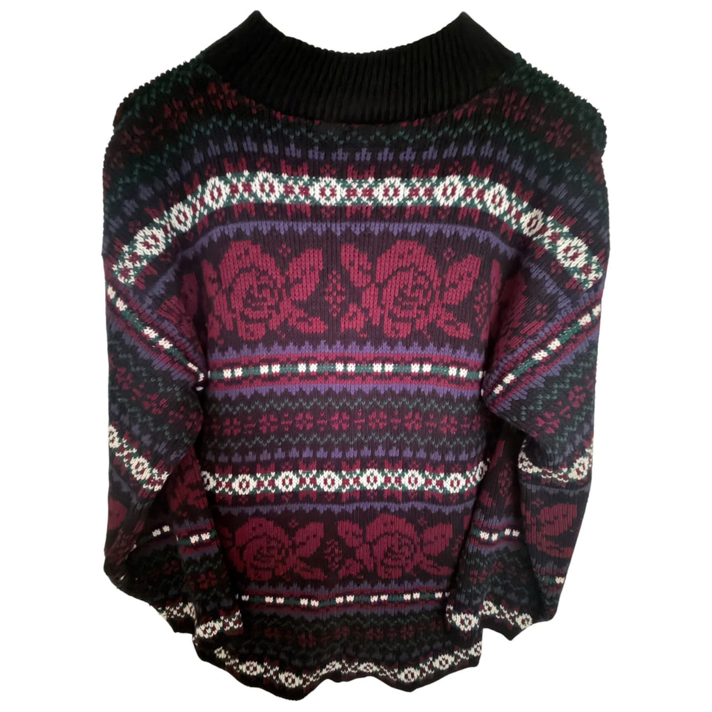 Croquet Club Women's Black Mock Neck Striped Sweater — back view
