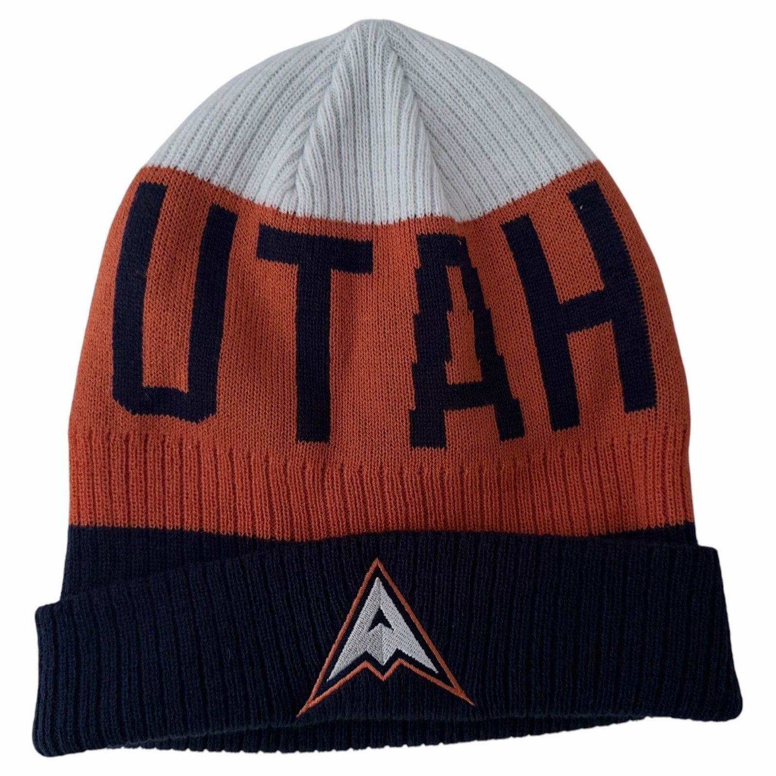 Utah Hockey Club Knit Beanie Orange Navy White One Size