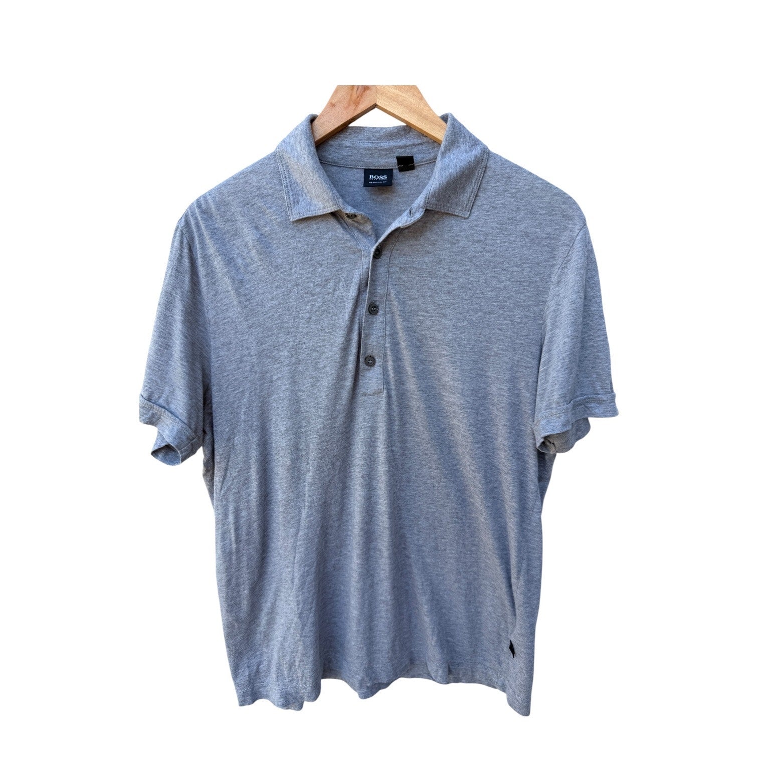 Hugo Boss Polo Shirt Mens Medium Gray Regular Fit Short Sleeve Polo
