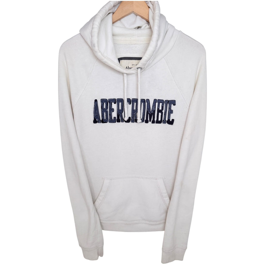 Abercrombie & Fitch Women's White Full-Zip Fleece Hooded Hoodie — front view