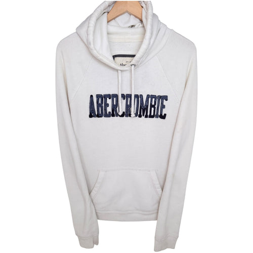 Abercrombie & Fitch Women's White Full-Zip Fleece Hooded Hoodie — front view