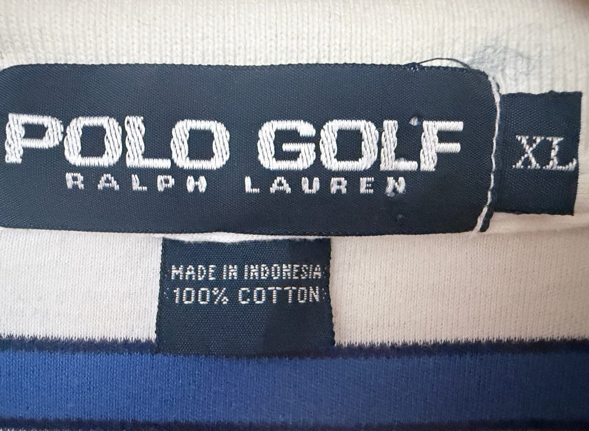 Ralph Lauren Men's White Striped Polo — brand label