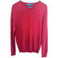 Polo Ralph Lauren Merino Wool Sweater Mens Medium Red V Neck Pony Logo