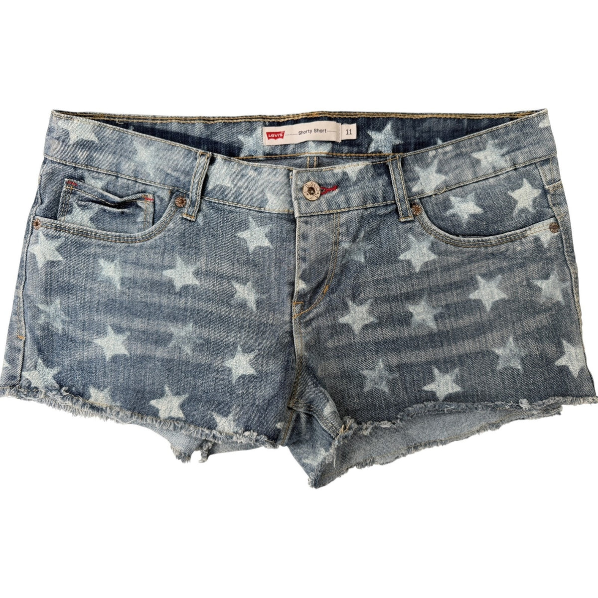 Levi's Blue Star Print Raw Hem Shorts - Women's 11