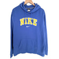 Nike Logo Hoodie Mens XL Blue Yellow Pullover Sweatshirt Athletic Fleece
