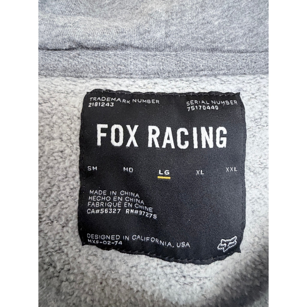 Fox Racing Hoodie Womens Large Gray Neon Graphic Pullover Sweatshirt