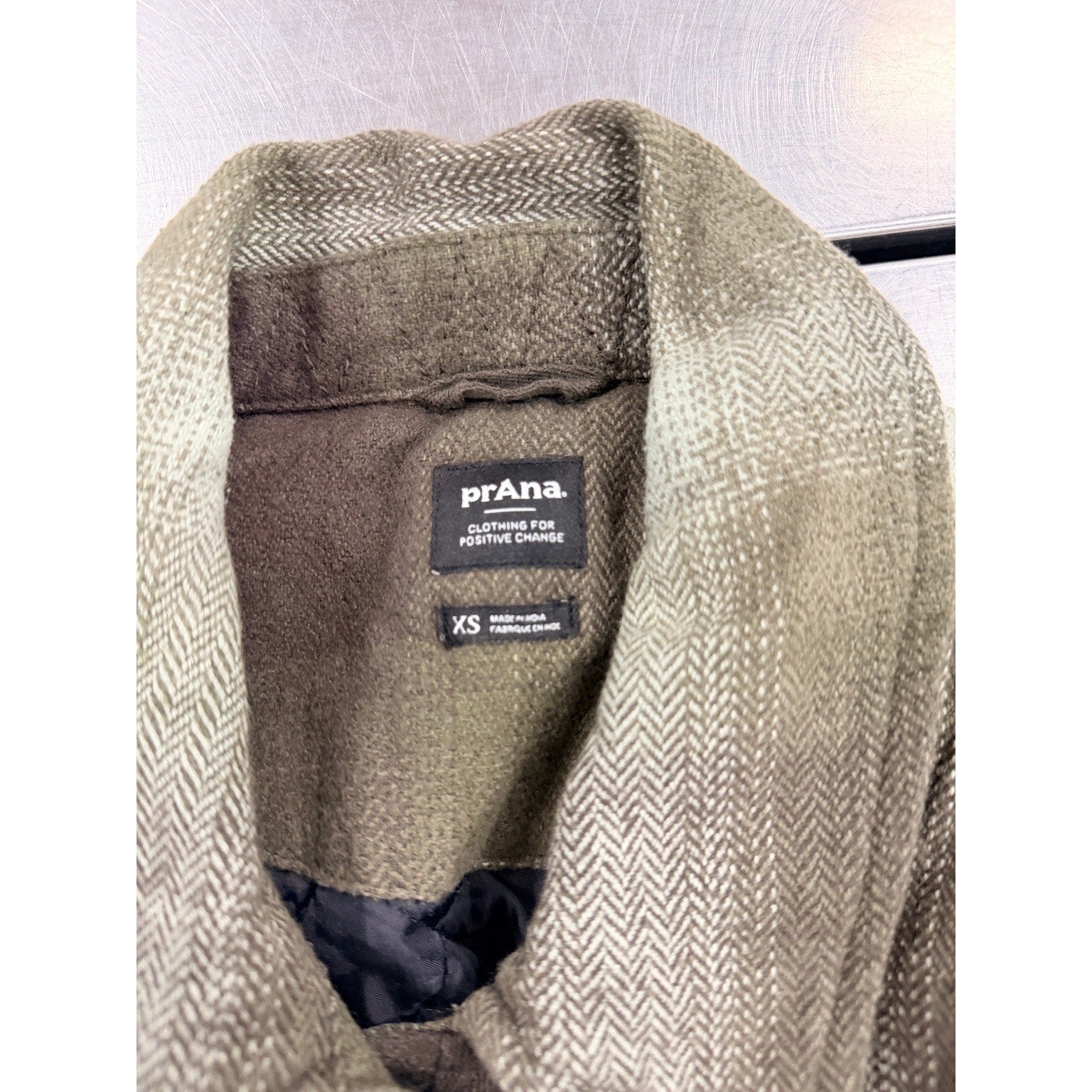 Prana Wool Blend Jacket Womens XS Brown Plaid Button Front Casual Outdoor