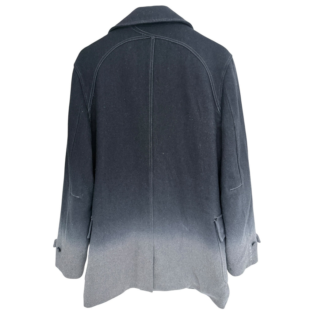 Volcom Peacoat Jacket Mens Medium Gray Ombre Wool Blend Double Breasted Coat
