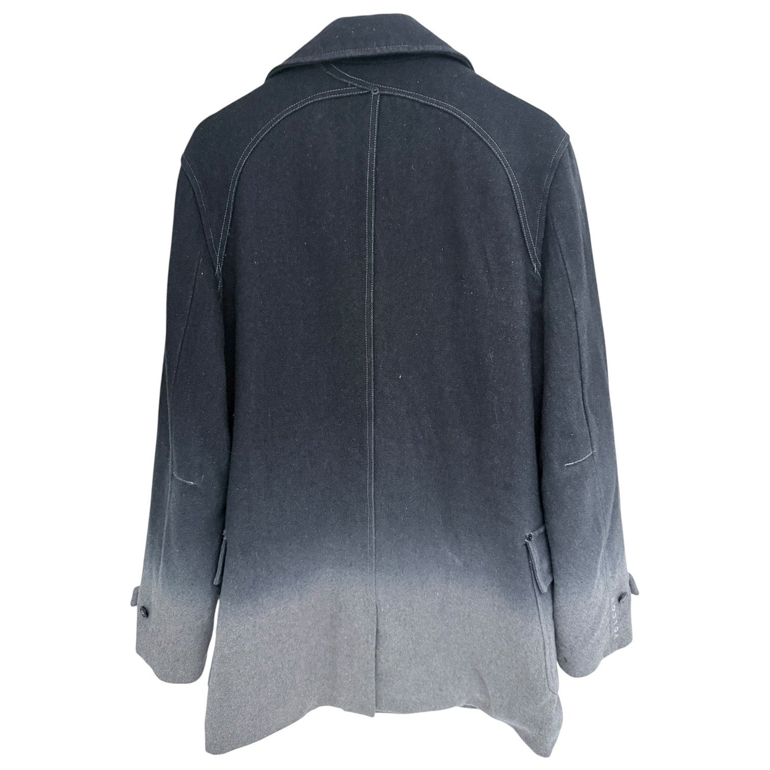 Volcom Peacoat Jacket Mens Medium Gray Ombre Wool Blend Double Breasted Coat