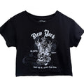 Ed Hardy New York Graphic Cropped T Shirt Womens Large Black Tattoo Style