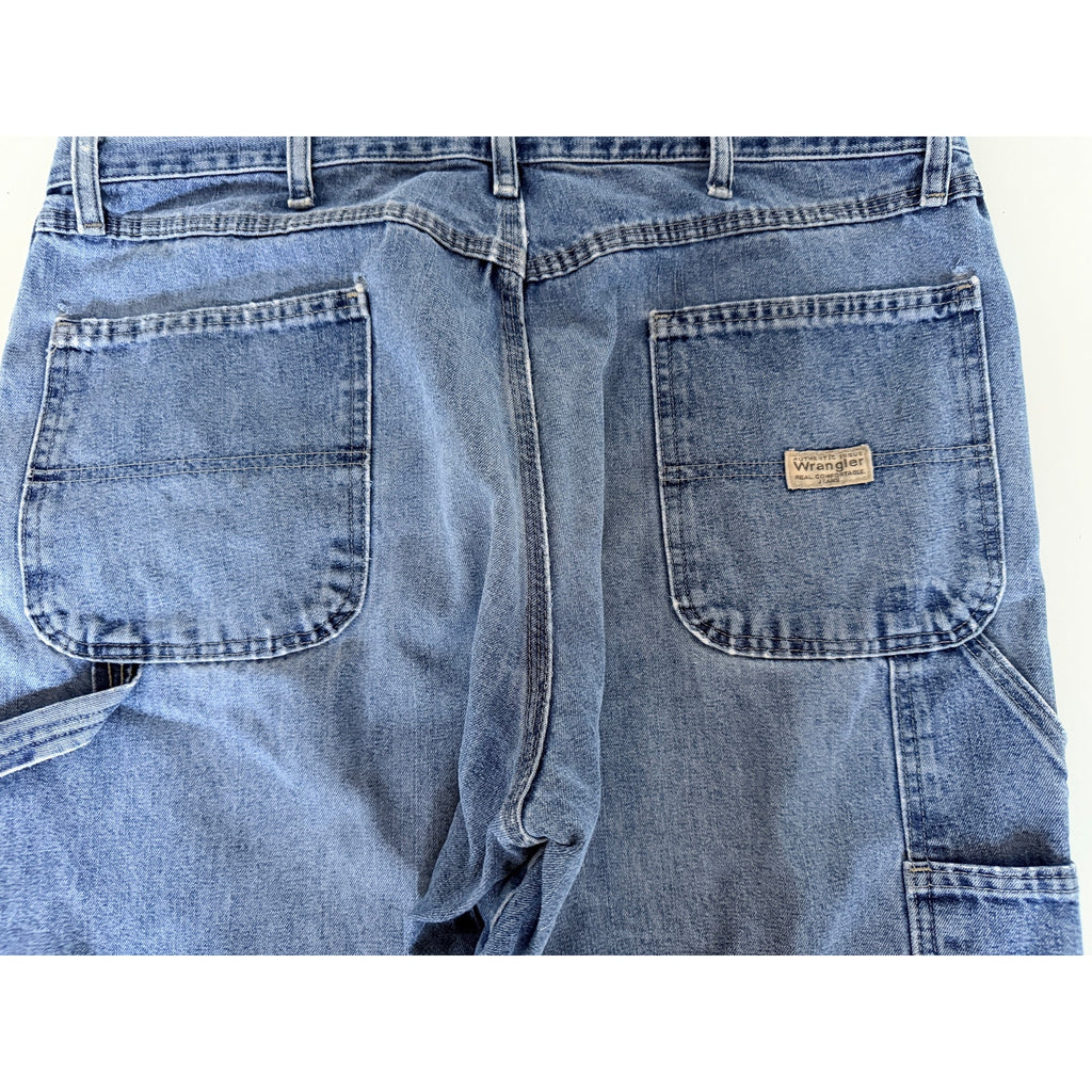 Wrangler Carpenter Jeans Mens 38x30 Blue Denim Workwear Utility Pants