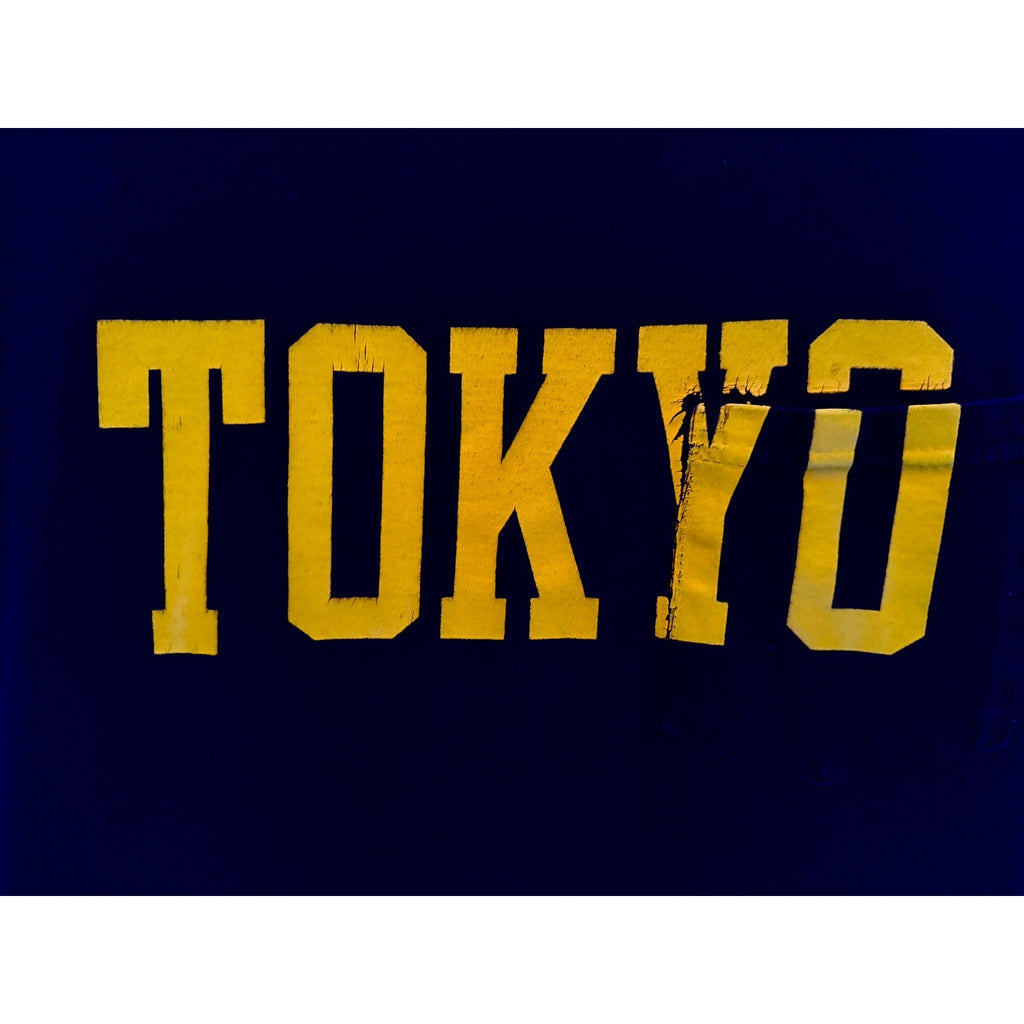 Stussy Tokyo T Shirt Mens Medium Black Yellow Graphic Pocket Tee Streetwear