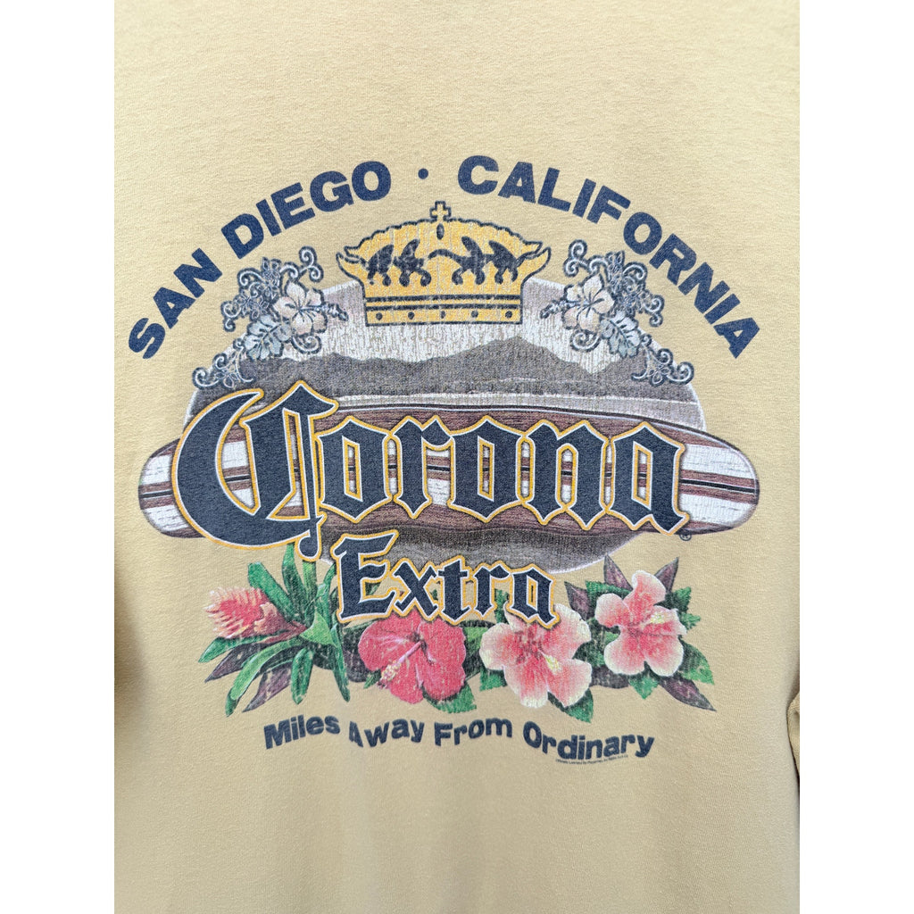 Corona Extra Graphic T Shirt Mens 2XL Yellow San Diego California Beer Tee