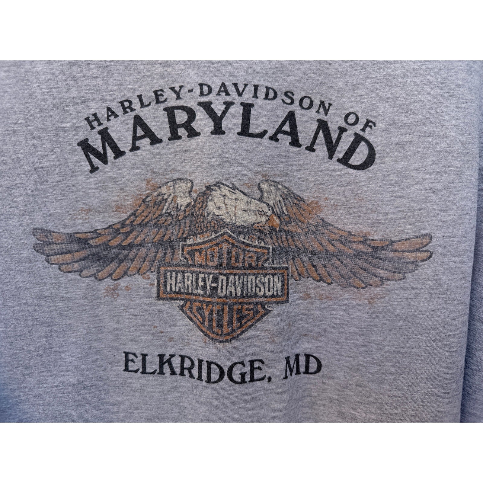Harley Davidson Long Sleeve Shirt Mens 2XL Gray Motorcycles Maryland Graphic