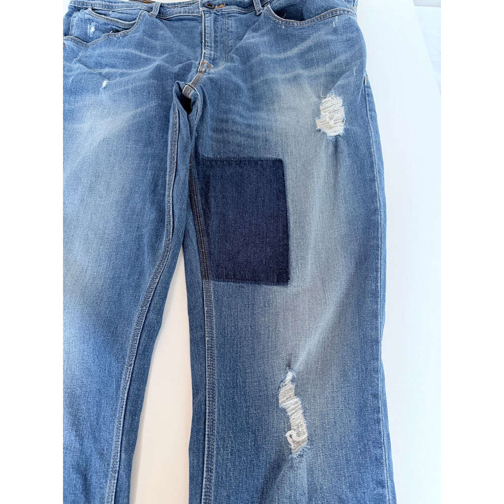 Sean John Essex Classic Slim Jeans Mens 40 Blue Distressed Denim Designer Pants