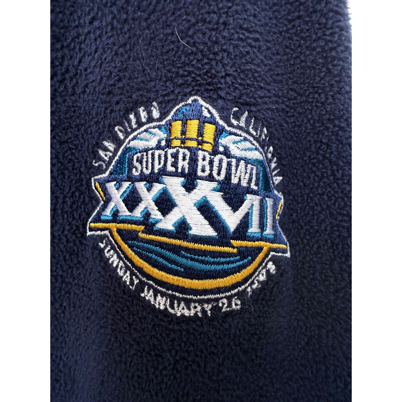 Reebok NFL Super Bowl XXXVI Fleece Mens Large Navy Quarter Zip Pullover