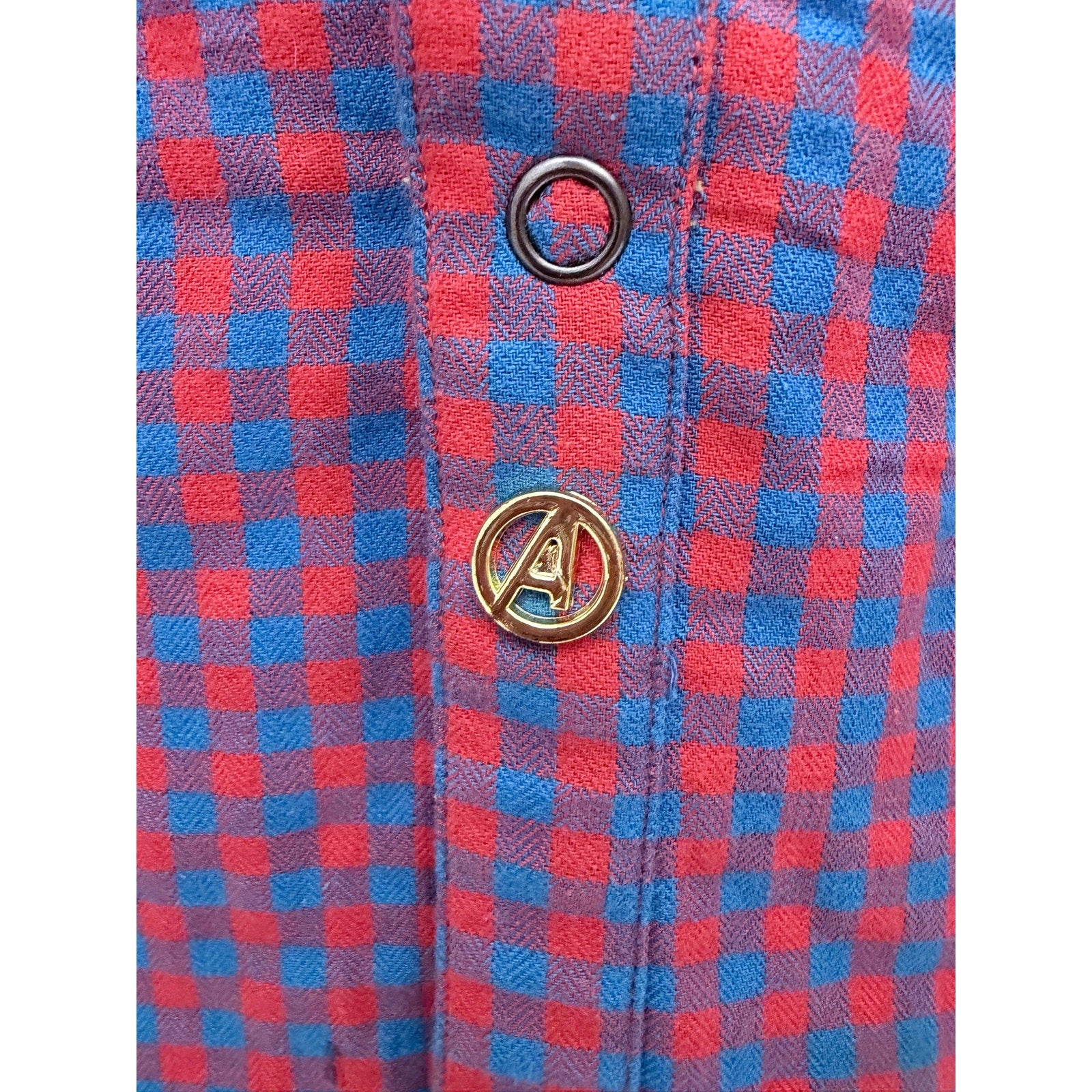 Marvel Avengers Reversible Button Up Shirt Mens Medium Plaid Casual Long Sleeve