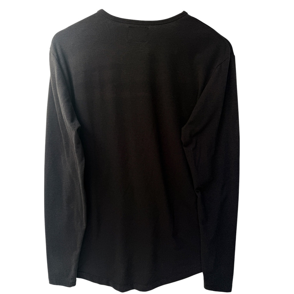 Cuts Curve Hem Long Sleeve Henley Mens Large Gray Minimal Premium Basics
