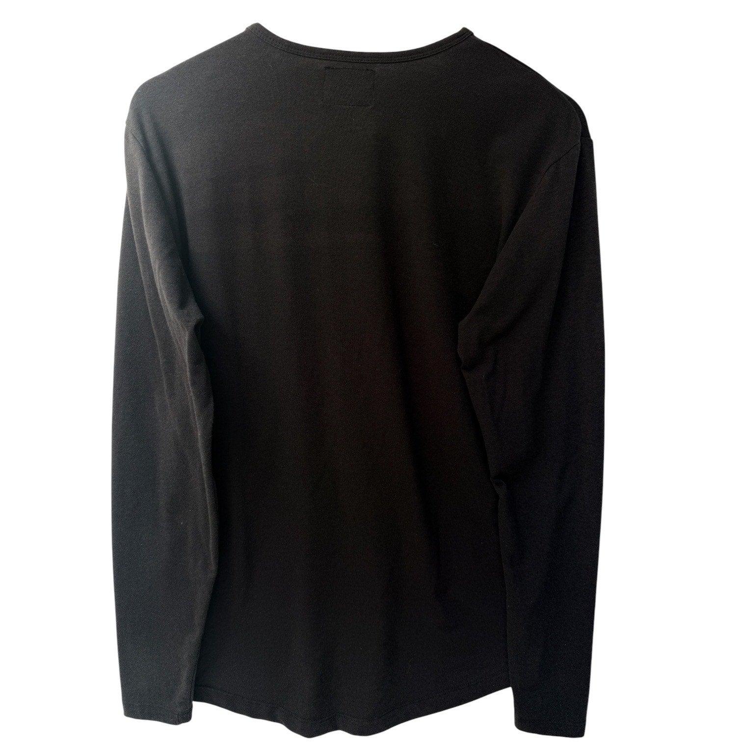 Cuts Curve Hem Long Sleeve Henley Mens Large Gray Minimal Premium Basics
