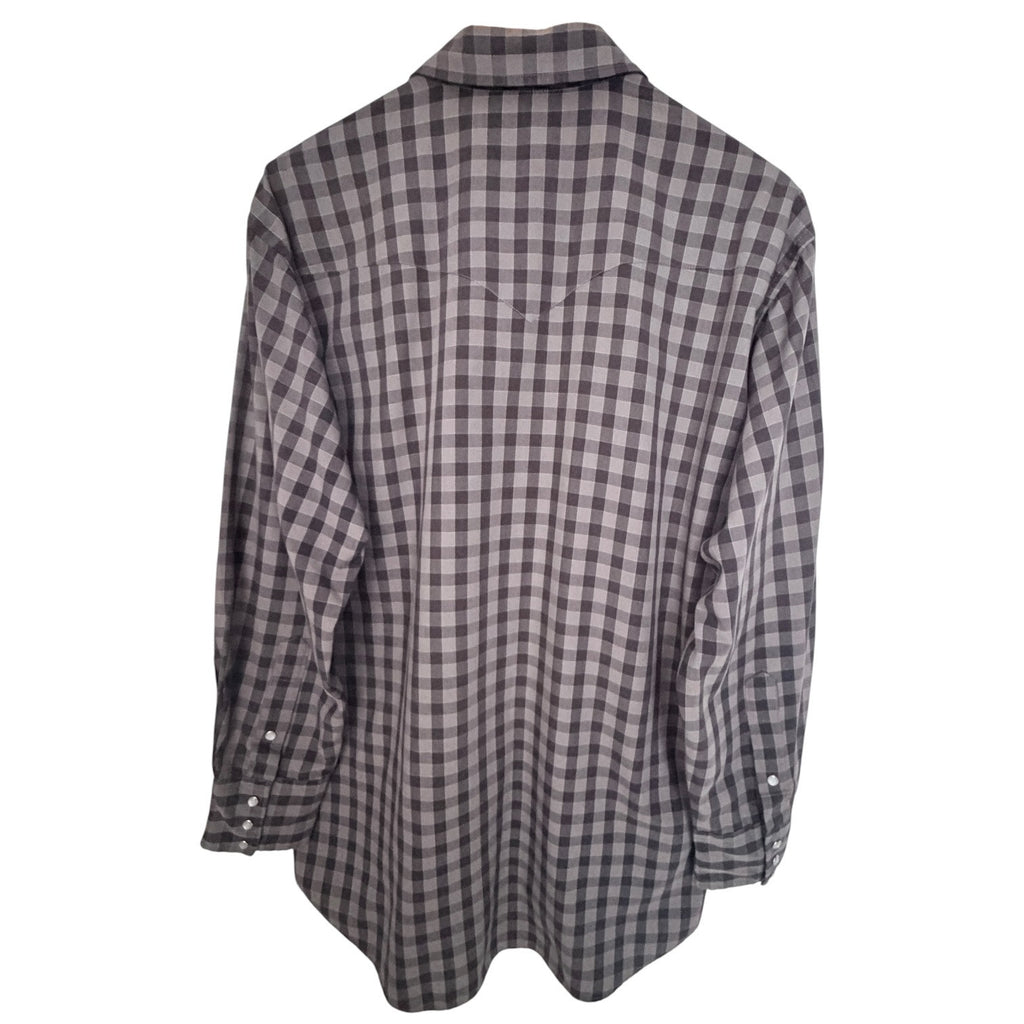 Flying R Ranchwear Ruddock Plaid Western Shirt Mens 17 34 Gray USA Made