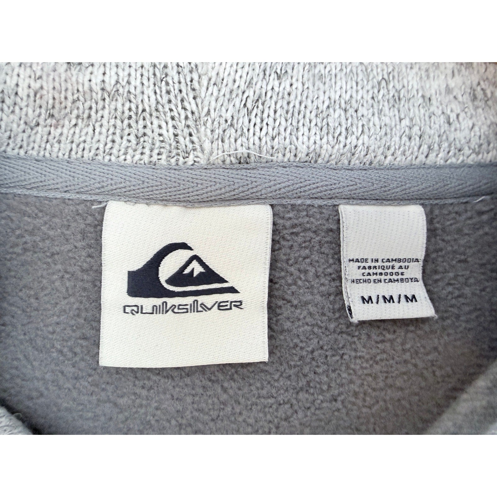 Quiksilver Hoodie Mens Medium Gray Pullover Surf Skate Casual Hooded Sweatshirt