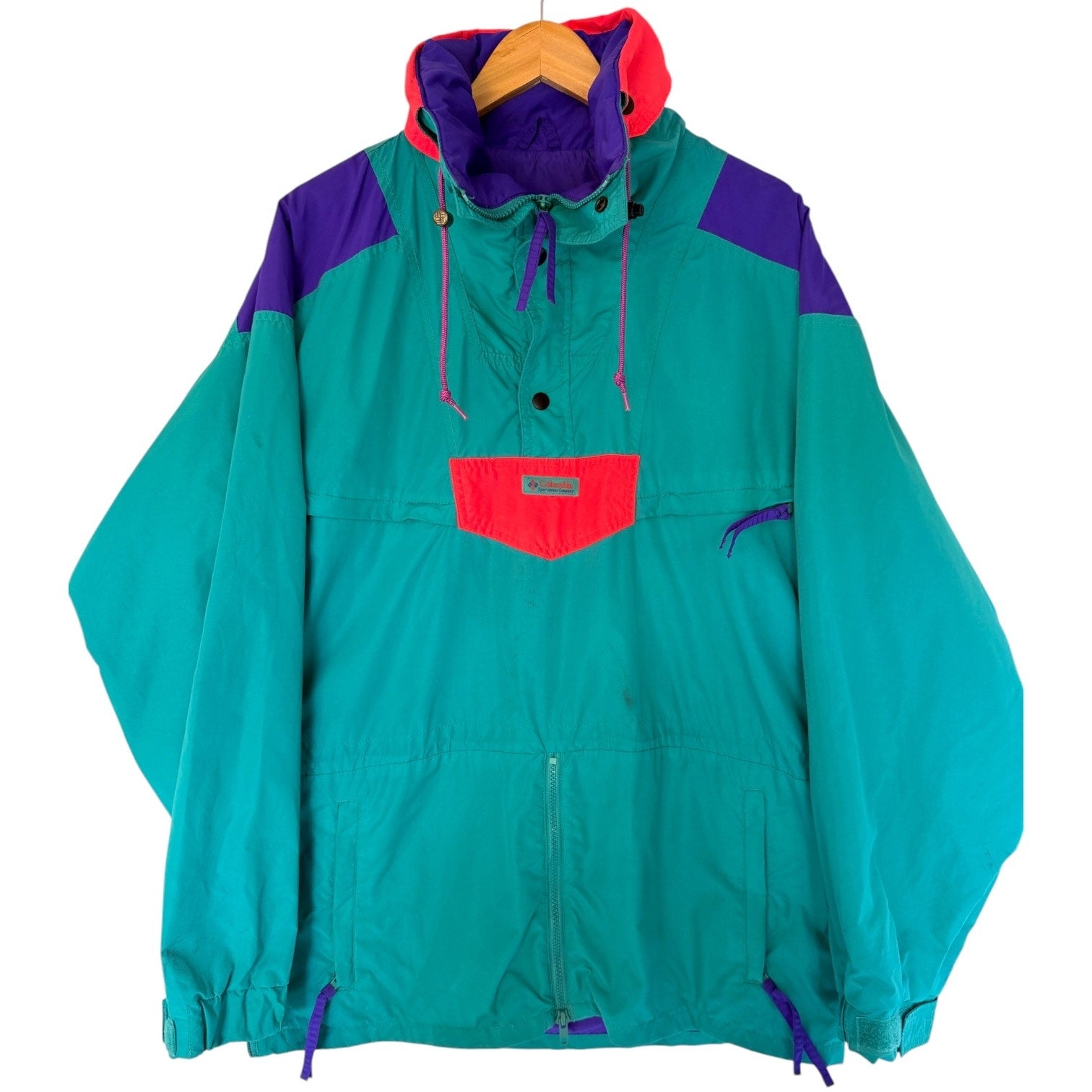 Columbia Sportswear Jacket Mens Medium Green Purple Colorblock Zip Outdoor