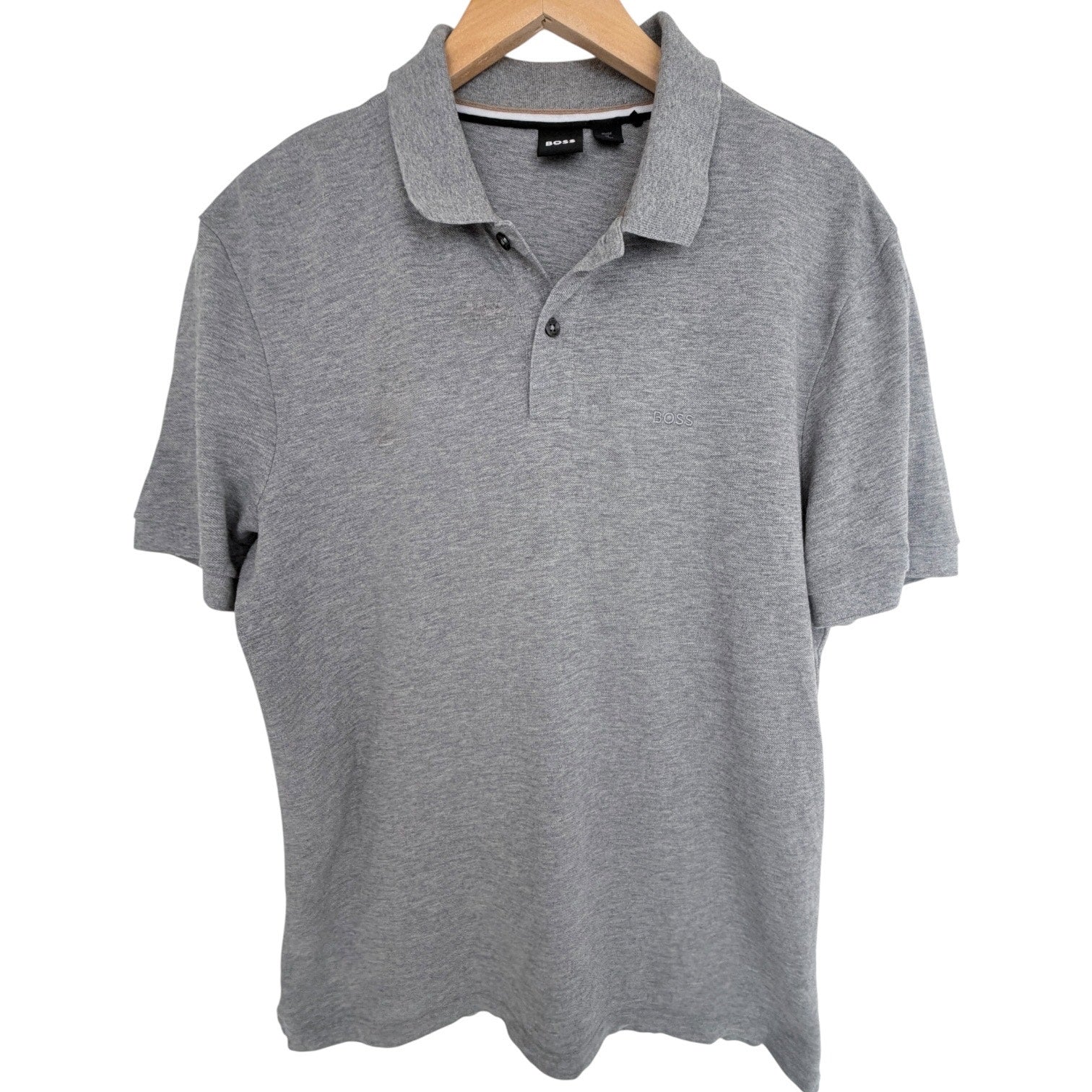 BOSS Hugo Boss Polo Shirt Mens Large Gray Short Sleeve Designer Casual