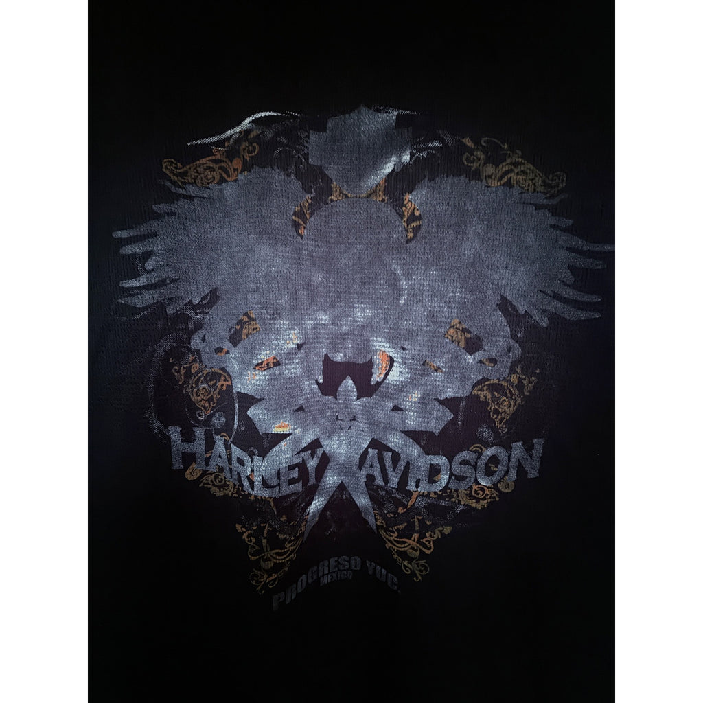 Harley Davidson Long Sleeve Shirt Mens Large Black Progreso Yucatan Mexico