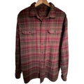 Orvis Plaid Heavyweight Flannel Shirt Mens Large Burgundy Brown Button Up