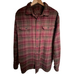 Orvis Plaid Heavyweight Flannel Shirt Mens Large Burgundy Brown Button Up