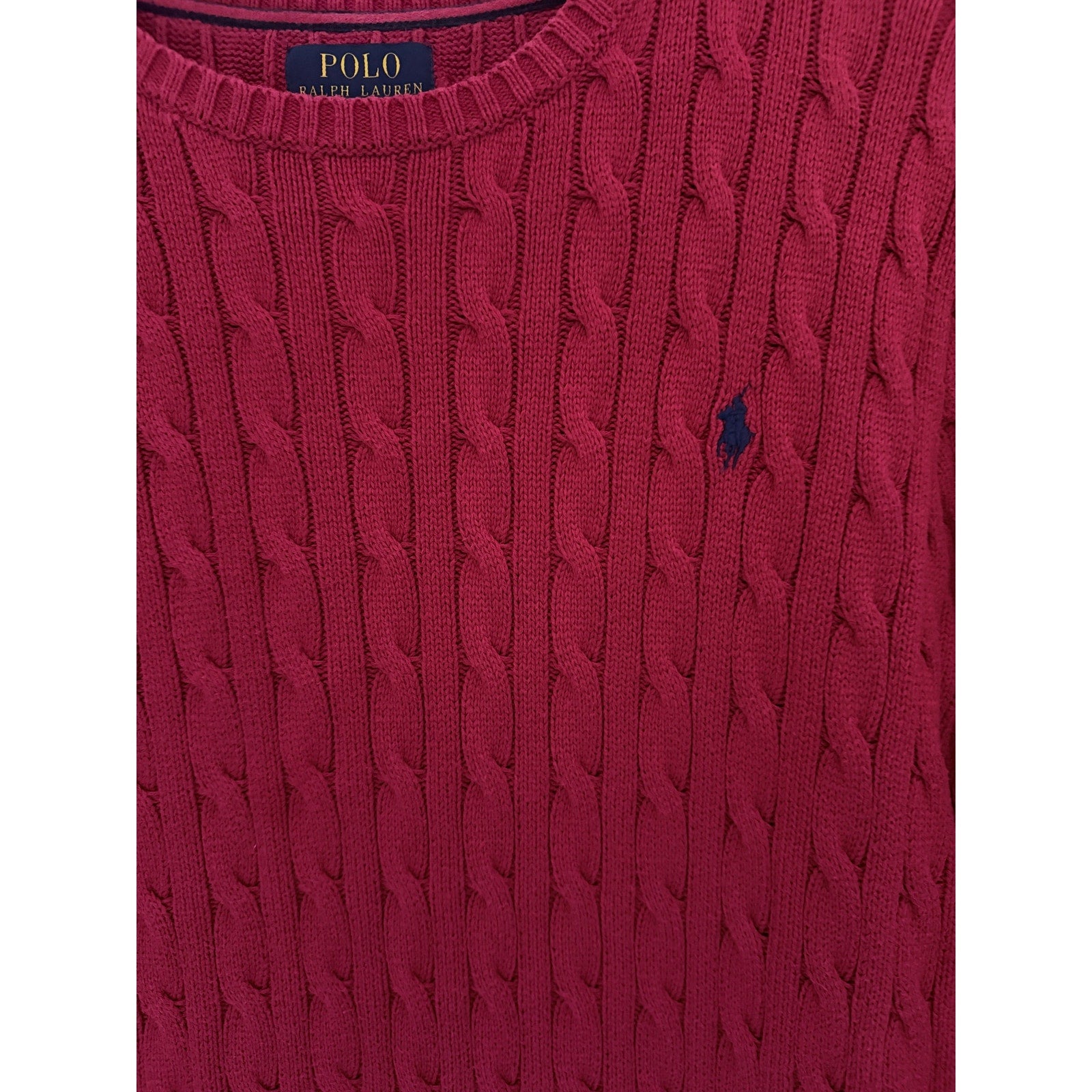 Polo Ralph Lauren Cable Knit Sweater Boys XL Red Cotton Pony Logo Classic