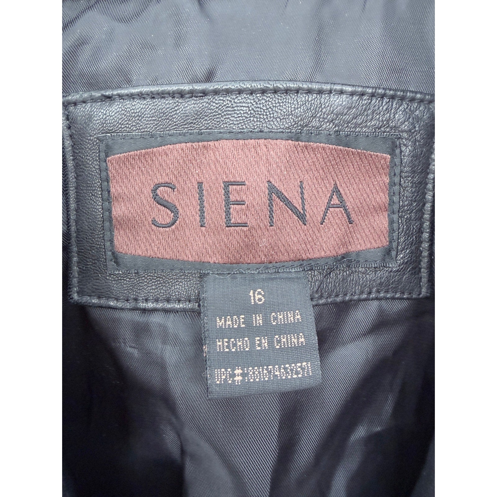 Siena Leather Jacket Womens 16 Black Button Front Coat