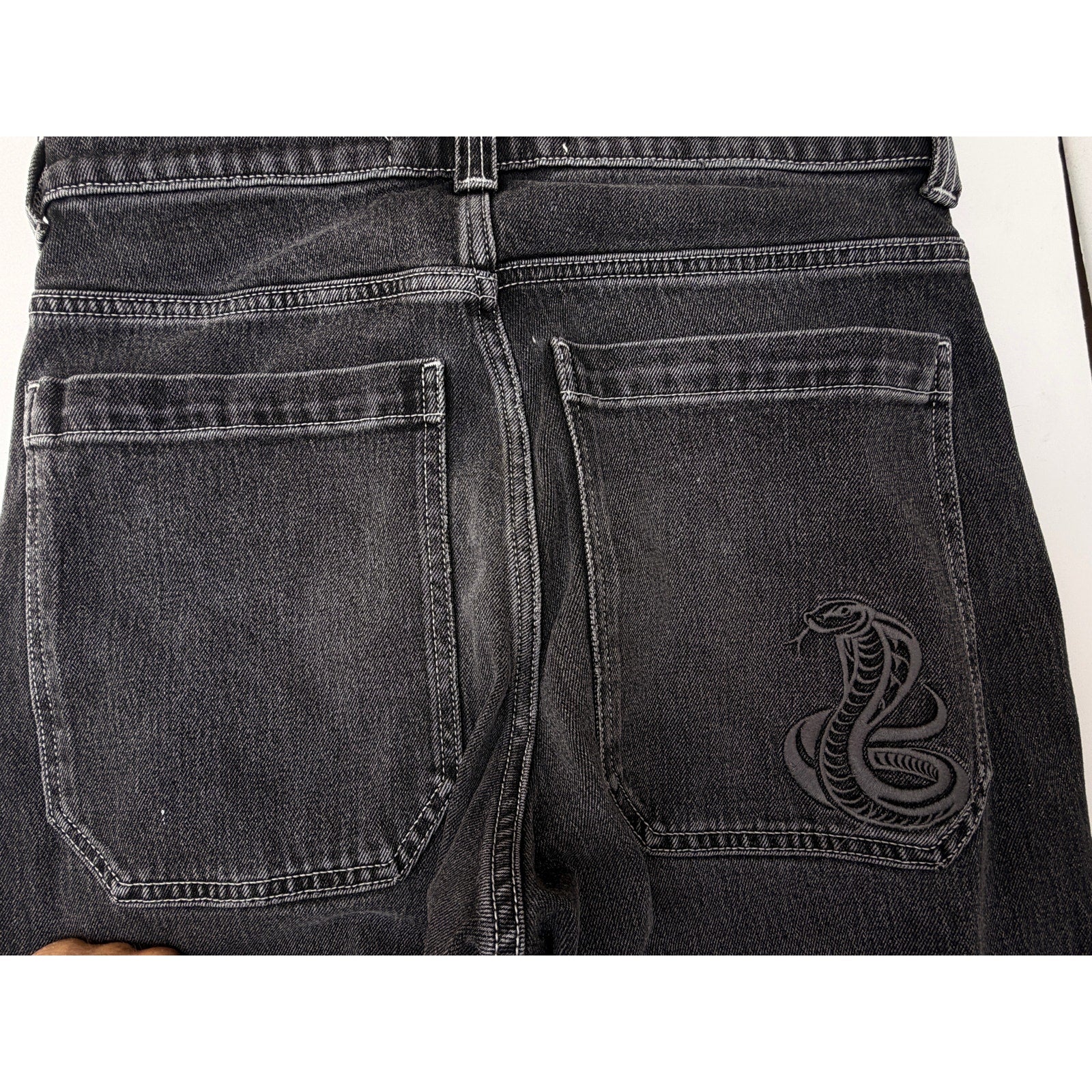 Hollister Baggy Skater Jeans Womens 29x30 Black Wash Cobra Pocket Denim