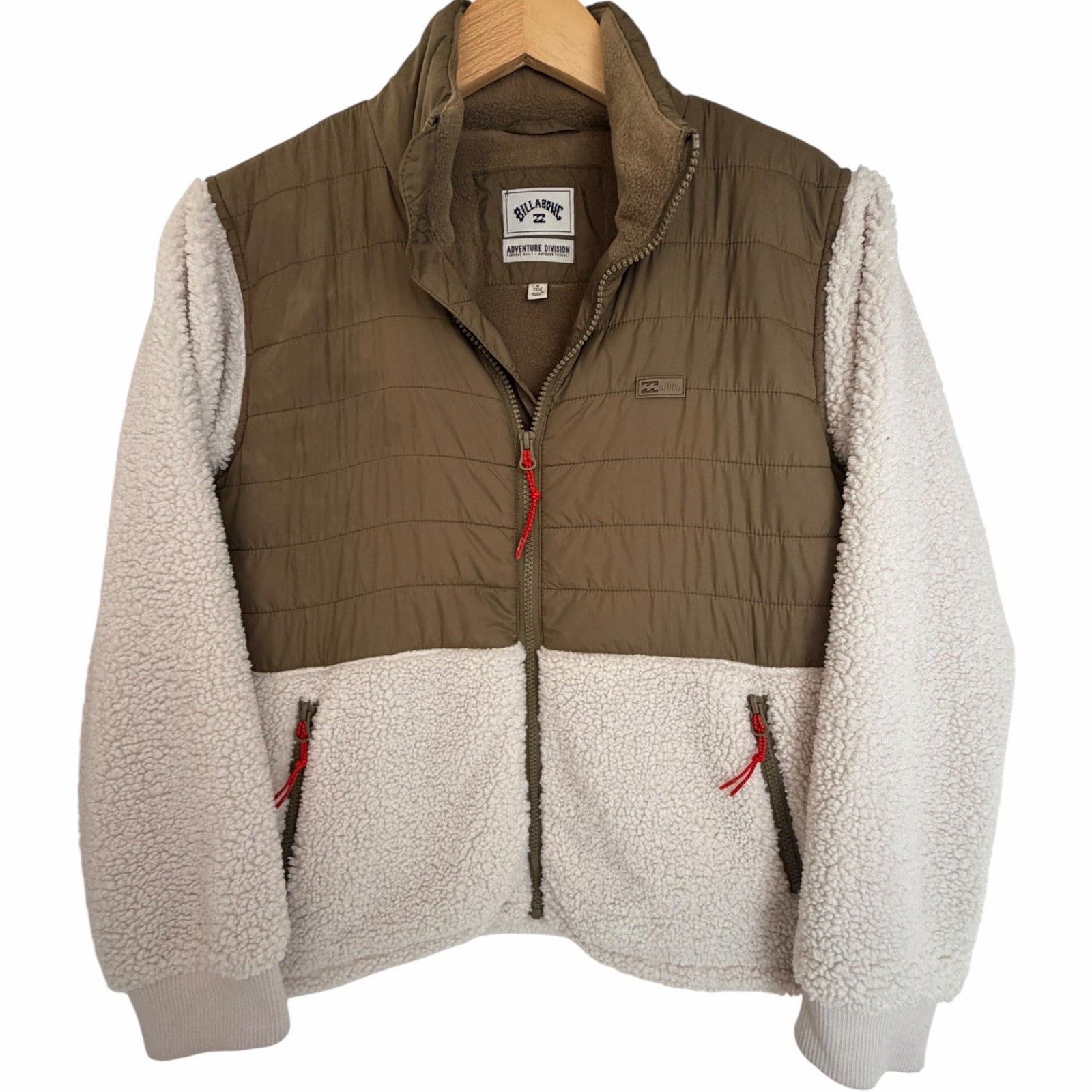 Billabong Women’s A/Div Campside Sherpa Fleece Jacket Small Sage Cream