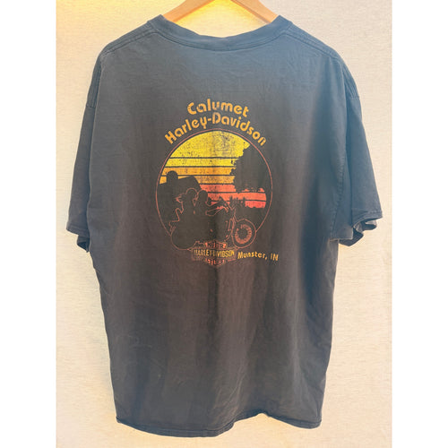 Harley-Davidson 2XL Black Graphic T-Shirt Calumet Munster IN Biker Tee