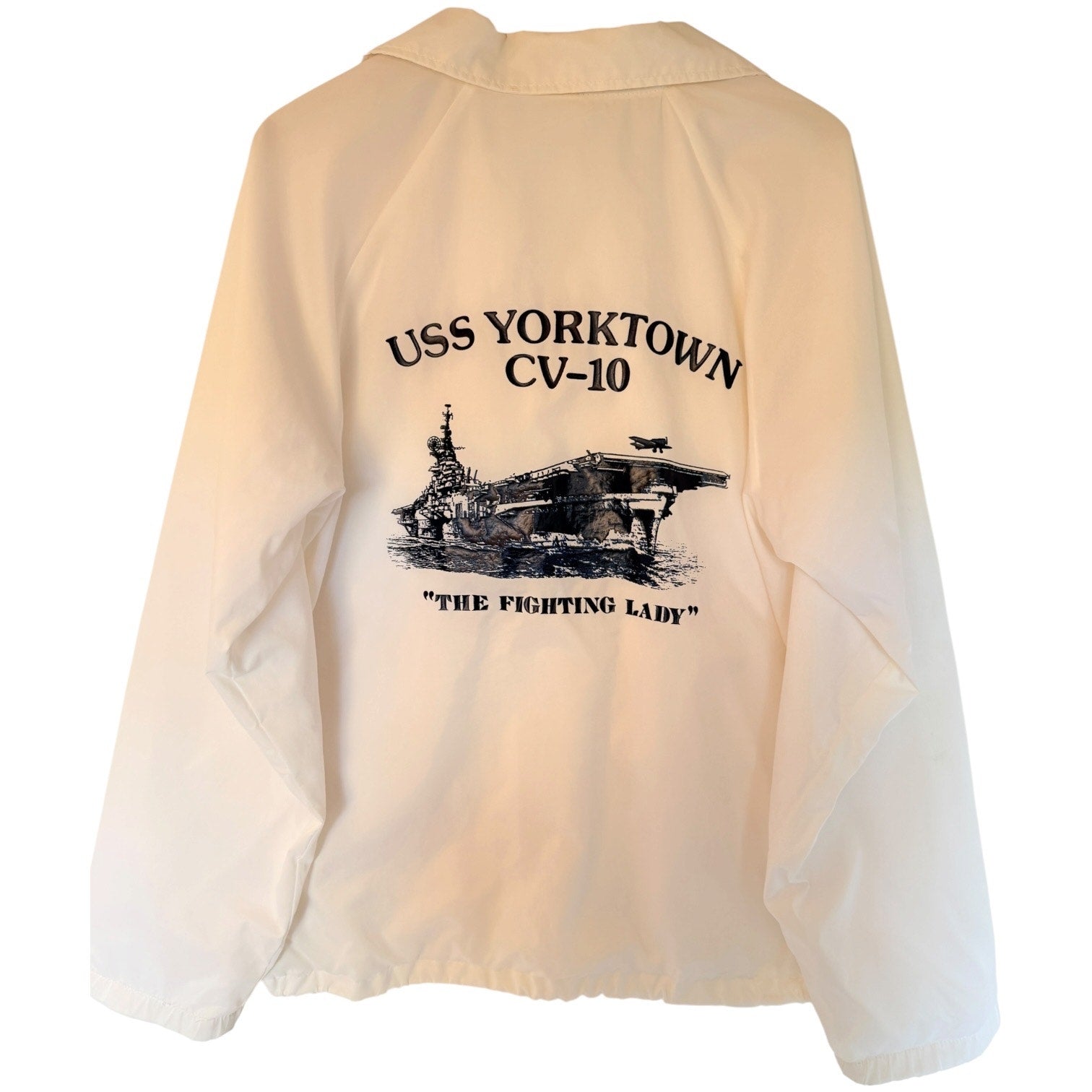 Hartwell Sports USS Yorktown Jacket Mens Large White Navy Retired Military