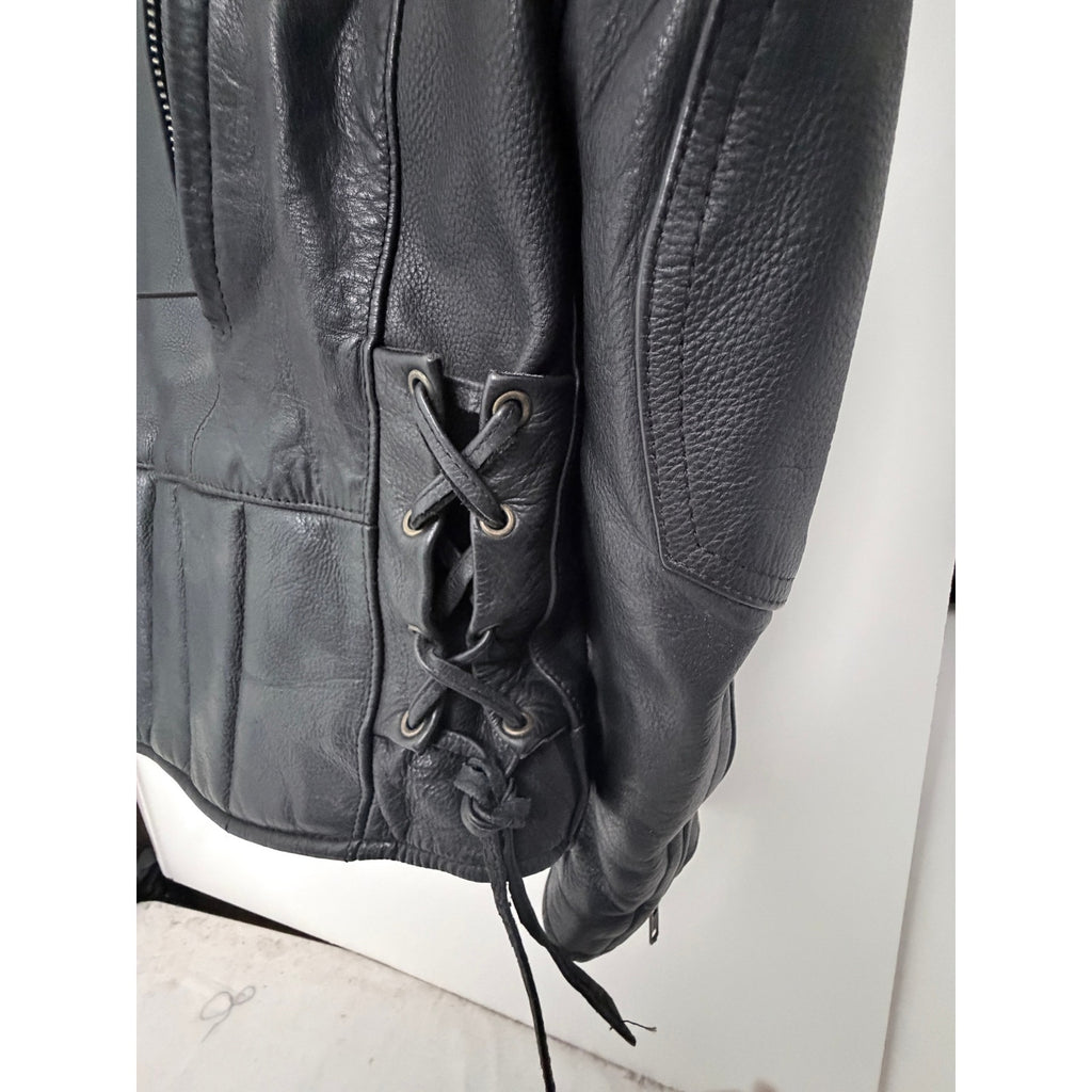 UNIK Ultra Men's Black Leather Motorcycle Jacket Size 50
