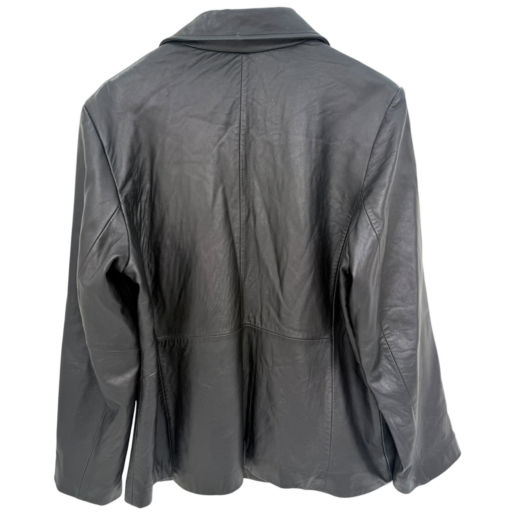 Siena Leather Jacket Womens 16 Black Button Front Coat