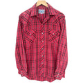 Authentic Western Wear Plaid Western Shirt Mens 16 34 Red Pearl Snap Cowboy