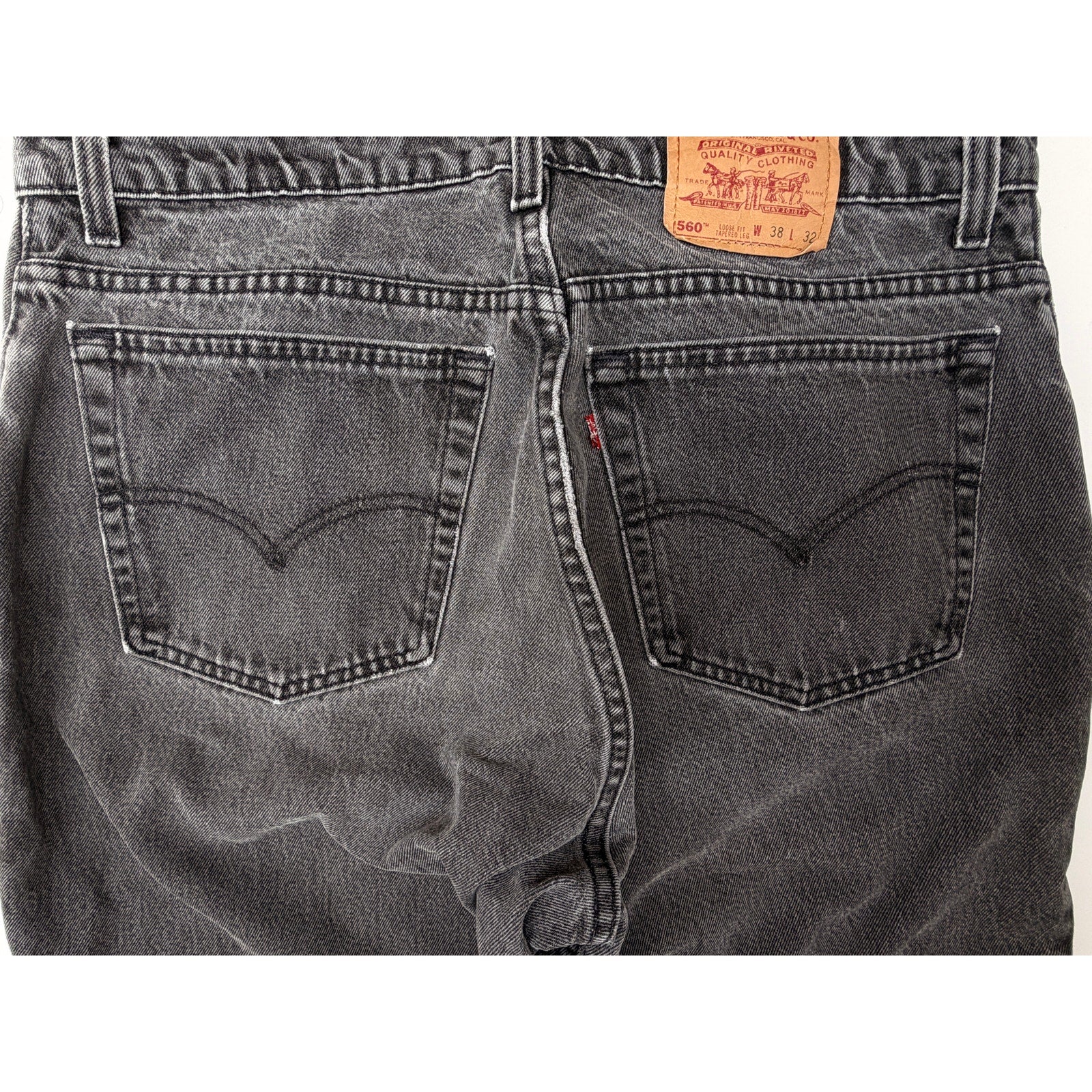 Levis 560 Loose Fit Jeans Mens 38x32 Black Wash Tapered Leg Denim