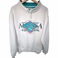 Vintage University Alaska Fairbanks Funnel Neck Sweatshirt Adult M White UAF