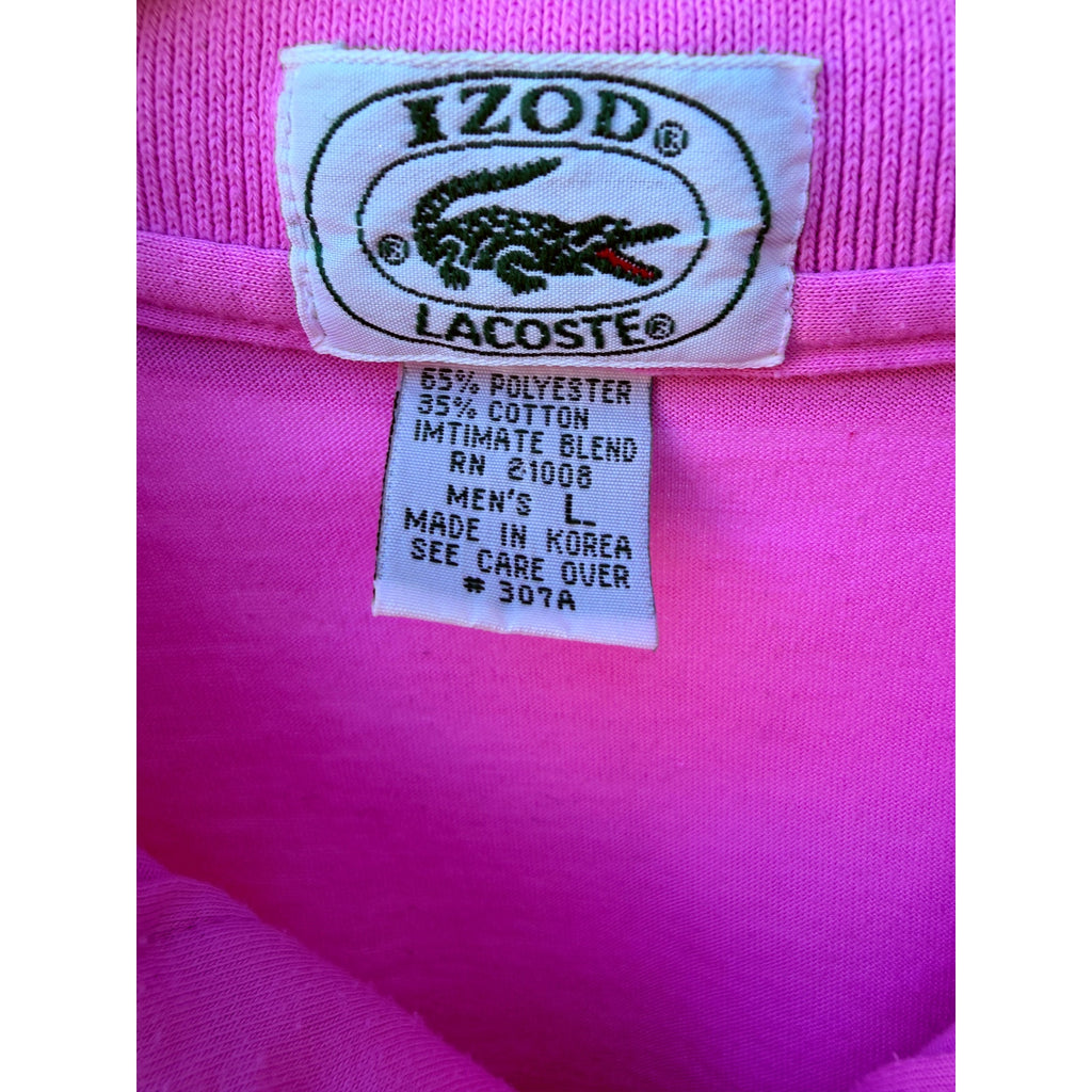 Lacoste Ized Pink Polo Shirt Large Made In Korea
