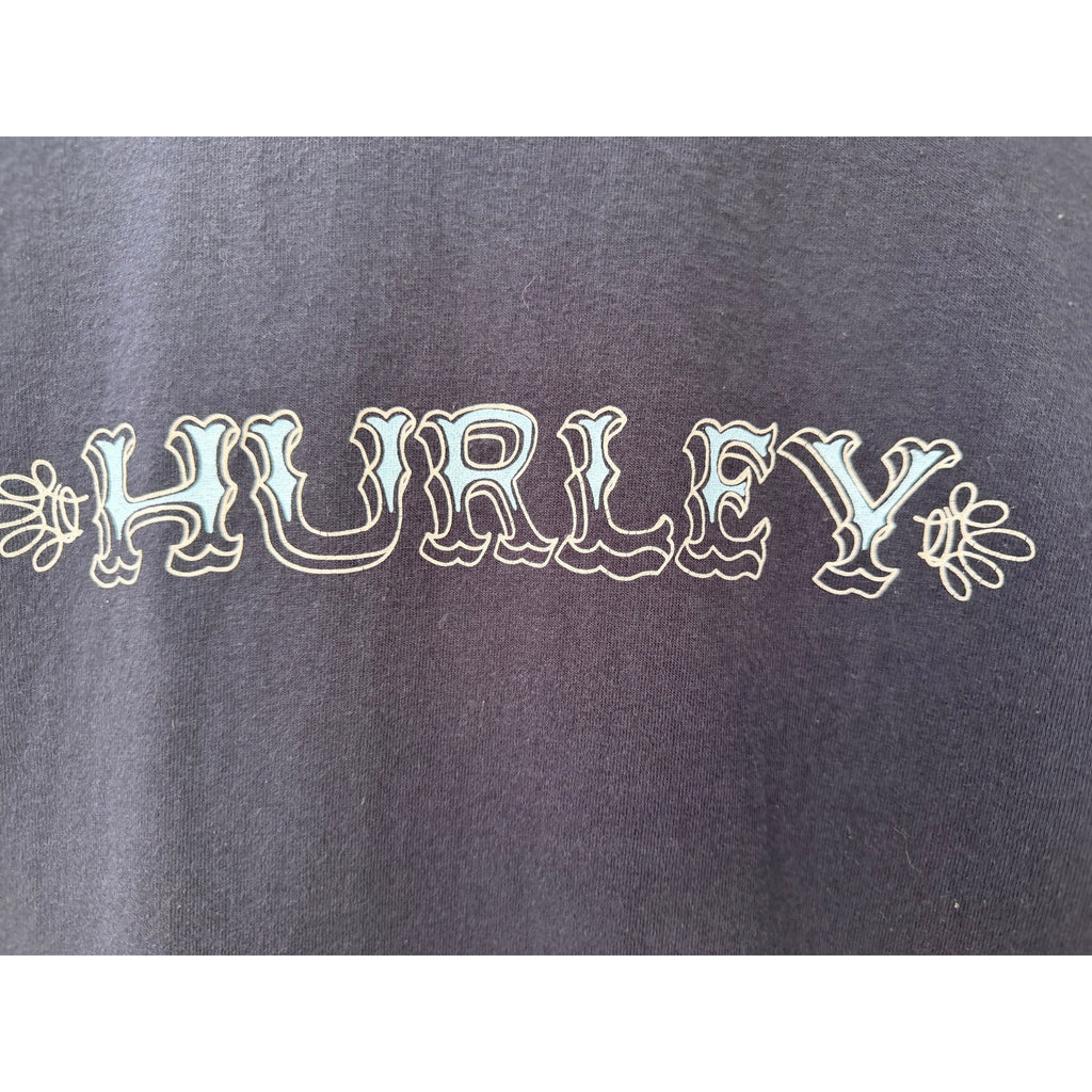 Hurley Graphic T Shirt Womens Large Navy Blue Logo Surf Skate Style Tee